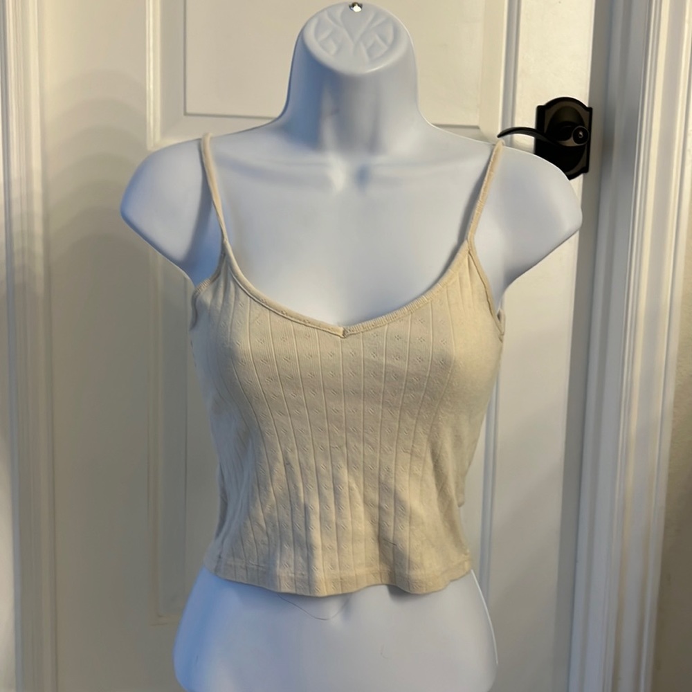 Brandy Melville | Cream Pointelle Crop Tank